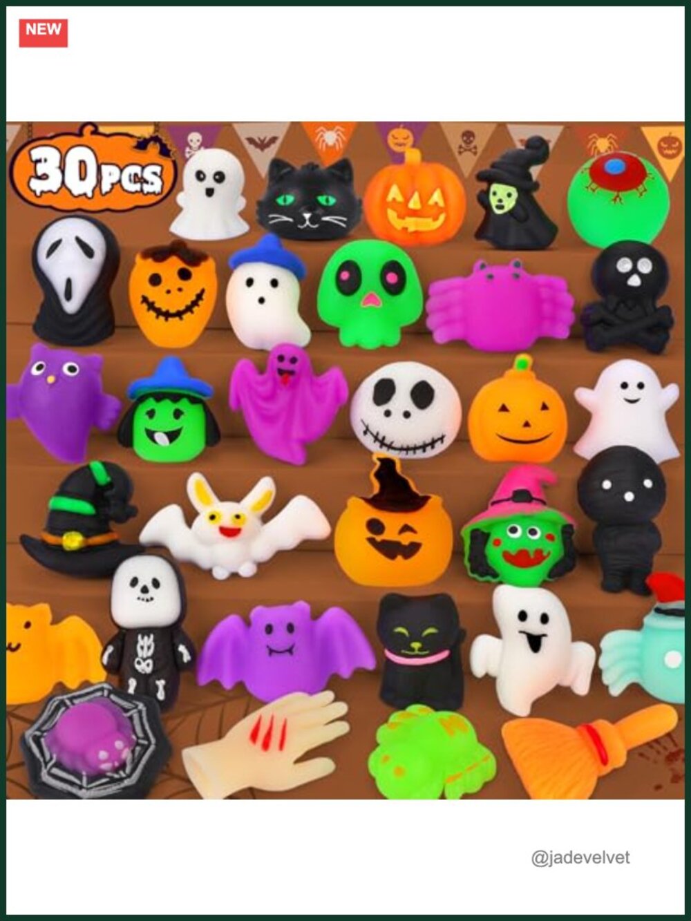 30 Pcs Halloween Squishy Toys Mochi Stress Relief Halloween Party Favors for